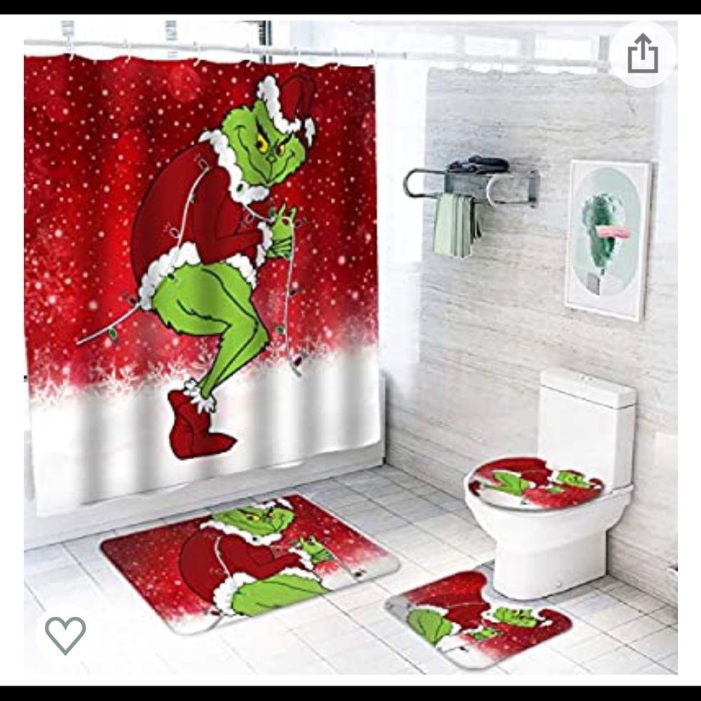 The grinch shower curtain and accessories